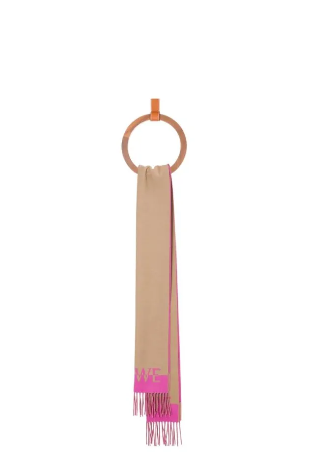 Loewe Bicolour LOEWE Scarf In Wool And Cashmere Light Caramelpink Women Scarves