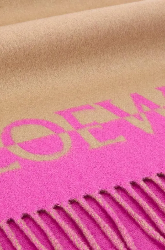 Loewe Bicolour LOEWE Scarf In Wool And Cashmere Light Caramelpink Women Scarves
