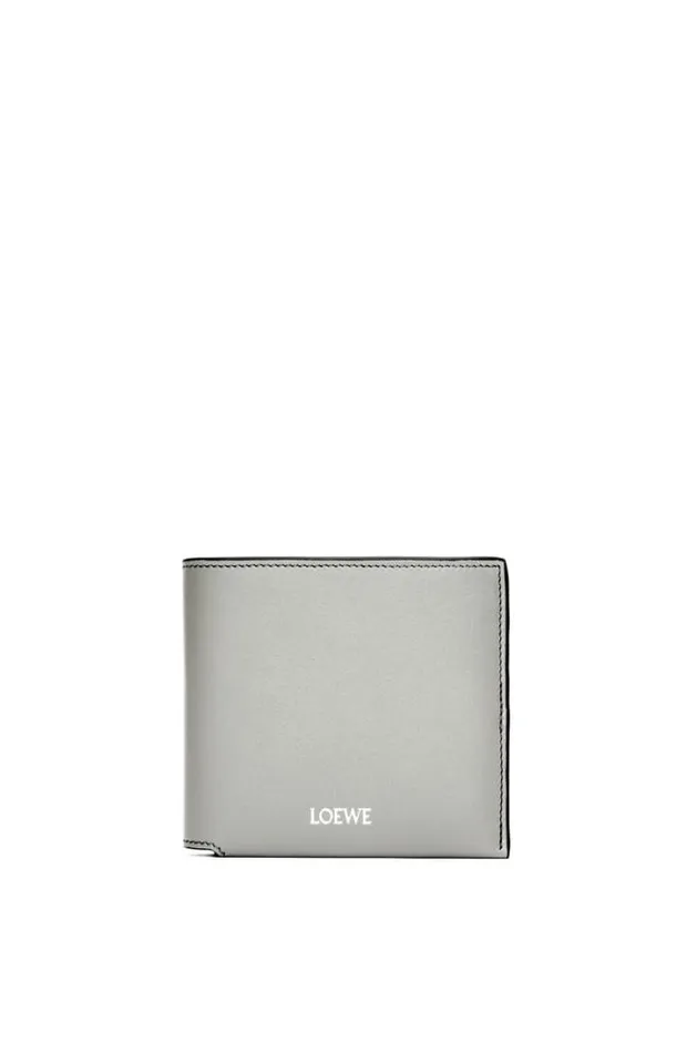 Loewe Bifold Wallet In Shiny Nappa Calfskin Pearl Greydark Grey Men Wallets