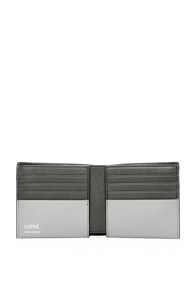 Loewe Bifold Wallet In Shiny Nappa Calfskin Pearl Greydark Grey Men Wallets