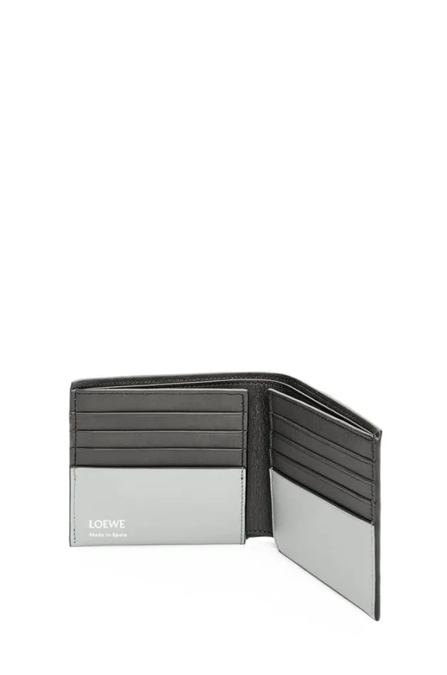 Loewe Bifold Wallet In Shiny Nappa Calfskin Pearl Greydark Grey Men Wallets