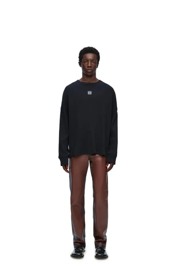 Loewe Bootleg Trousers In Nappa Calfskin Earth Brown Men Leather