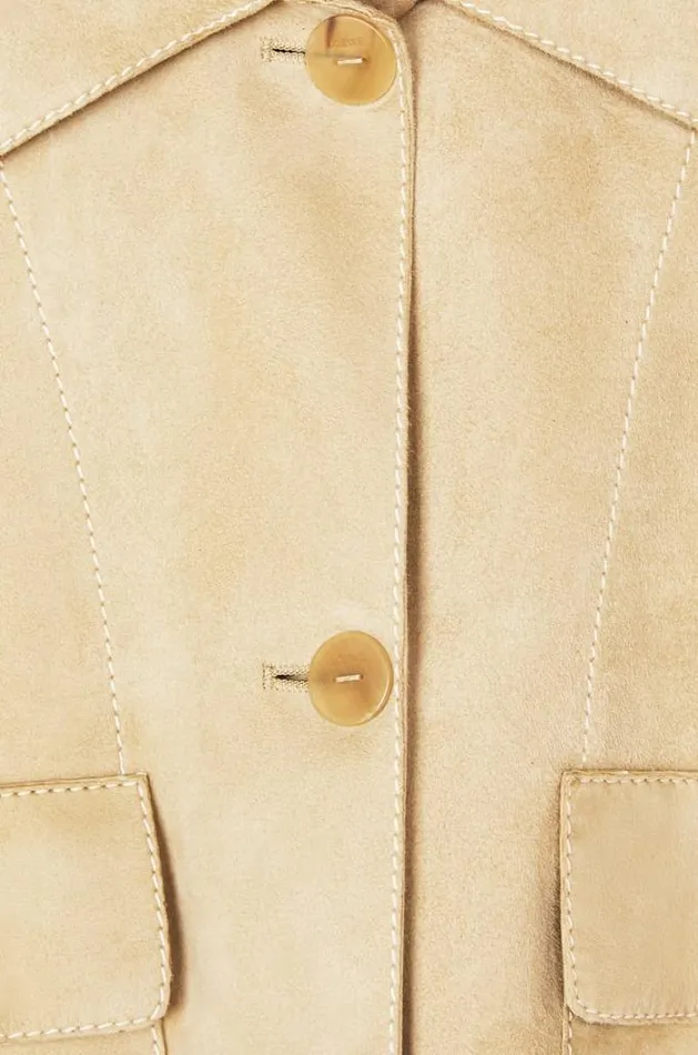 Loewe Button Jacket In Suede Gold Women Jackets Loewe Button Jacket In Suede Gold Women Jackets