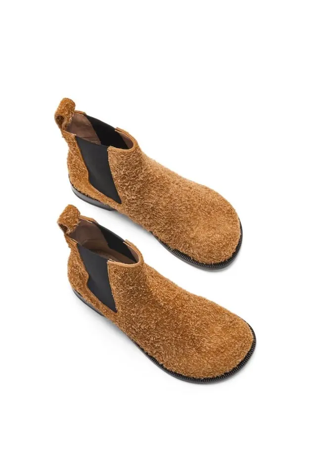 Loewe Campo Chelsea Boot In Brushed Suede Tan Men Boots