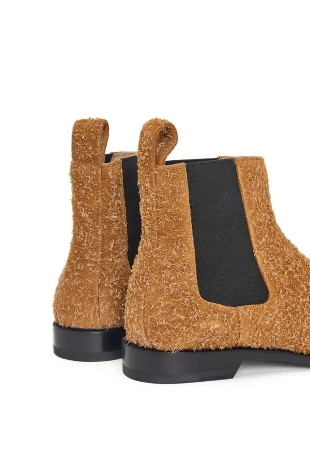 Loewe Campo Chelsea Boot In Brushed Suede Tan Men Boots