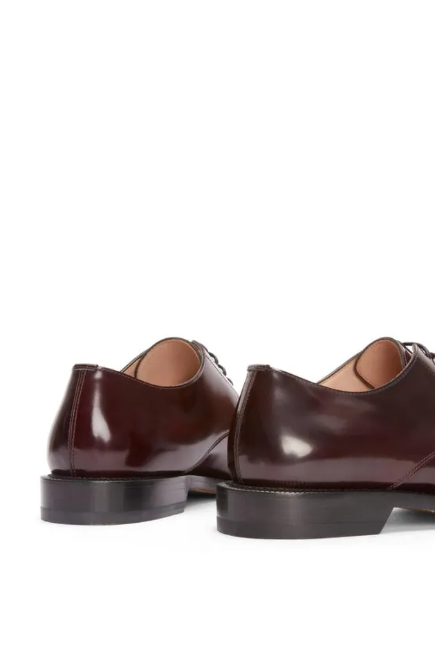 Loewe Campo Derby Shoe In Brushed Calfskin Burgundy Men Loafers