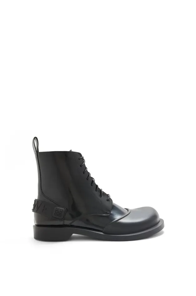 Loewe Campo Laceup Bootie In Brushed Calfskin And Rubber Black Men Boots