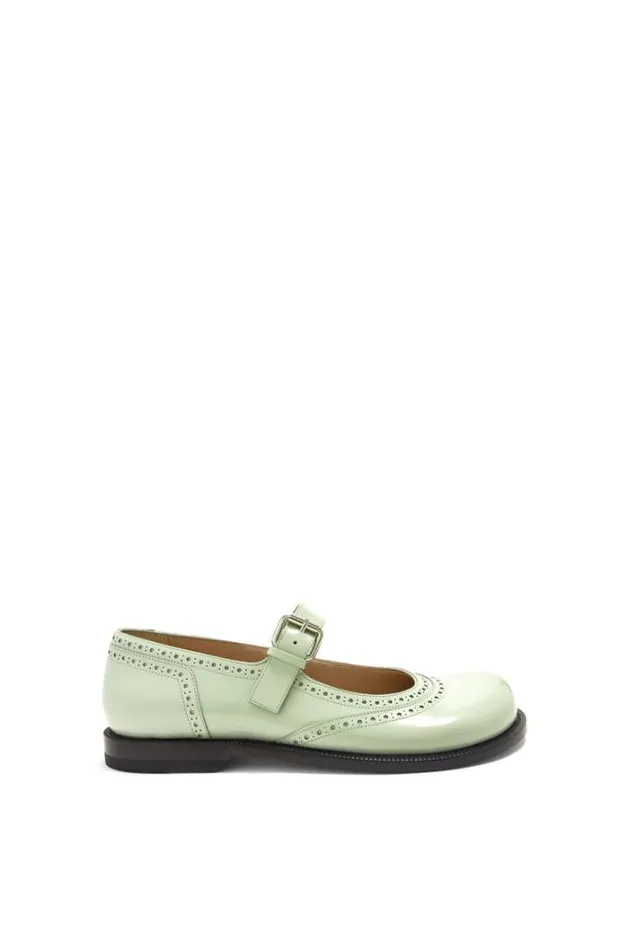 Loewe Campo Mary Jane In Calfskin Pistachio Women Flats