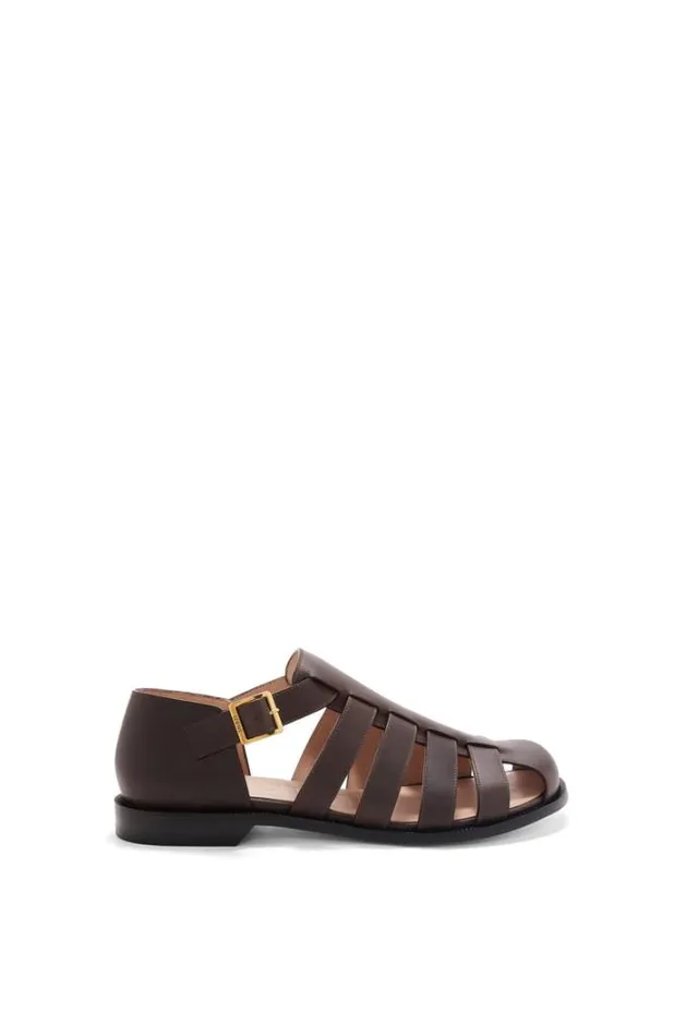 Loewe Campo Sandal In Calfskin Dark Brown Men Sandals