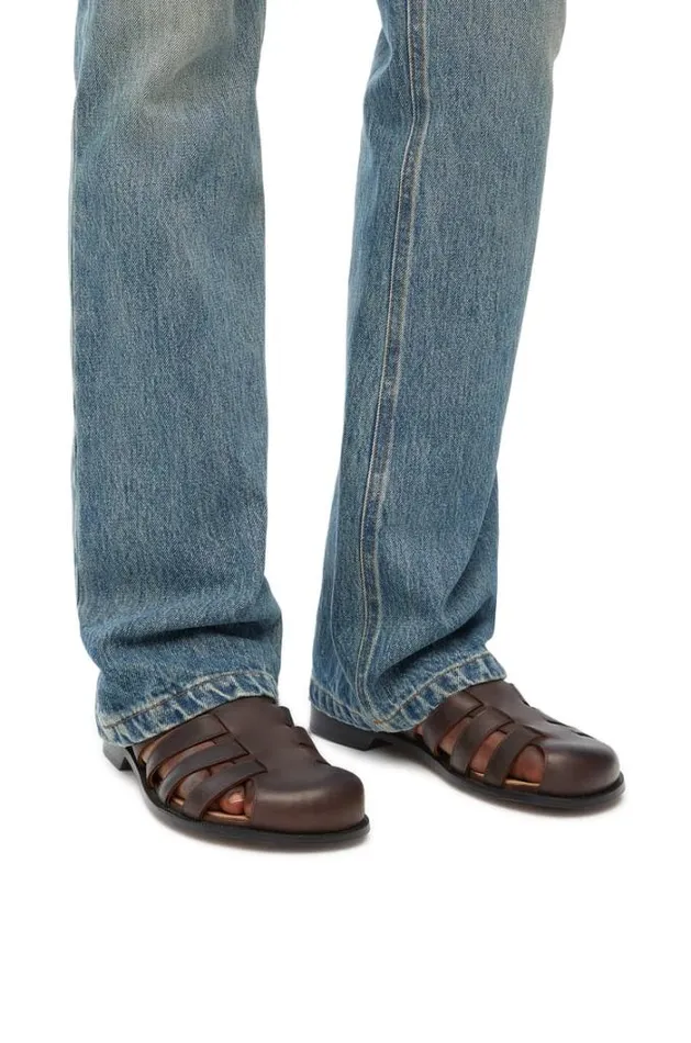 Loewe Campo Sandal In Calfskin Dark Brown Men Sandals