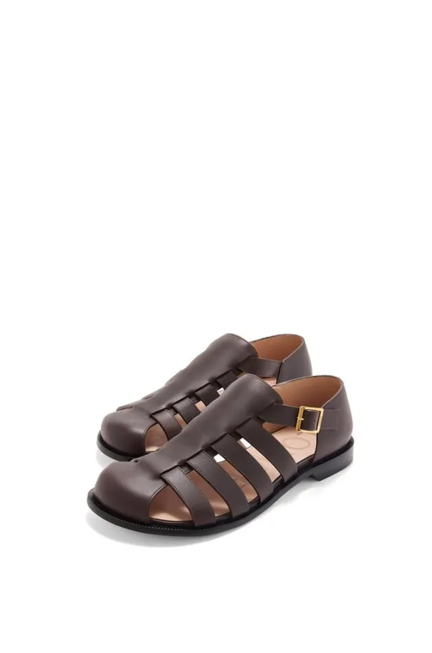 Loewe Campo Sandal In Calfskin Dark Brown Men Sandals