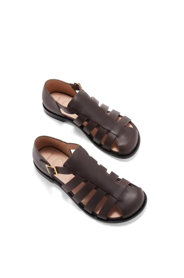 Loewe Campo Sandal In Calfskin Dark Brown Men Sandals