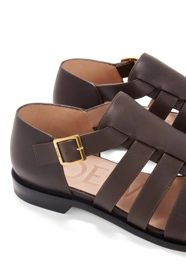 Loewe Campo Sandal In Calfskin Dark Brown Men Sandals