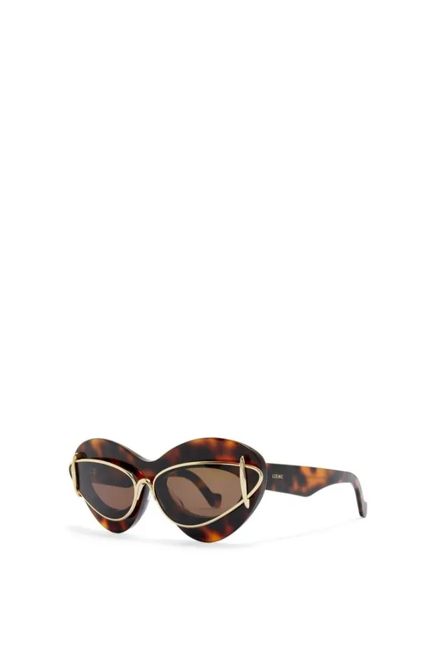 Loewe Cateye Double Frame Sunglasses In Acetate And Metal Dark Havana Women Sunglasses