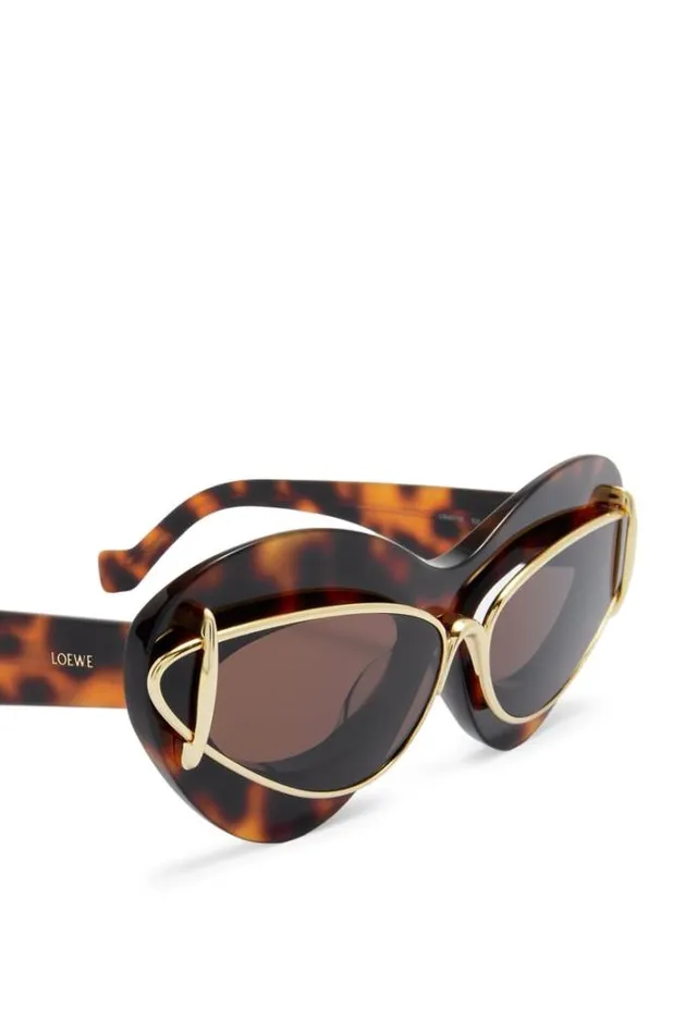 Loewe Cateye Double Frame Sunglasses In Acetate And Metal Dark Havana Women Sunglasses