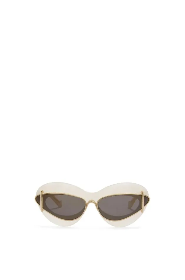 Loewe Cateye Double Frame Sunglasses In Acetate And Metal Ivorybrown Men Sunglasses