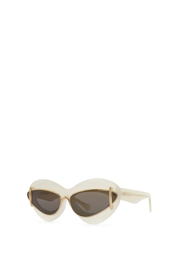 Loewe Cateye Double Frame Sunglasses In Acetate And Metal Ivorybrown Men Sunglasses