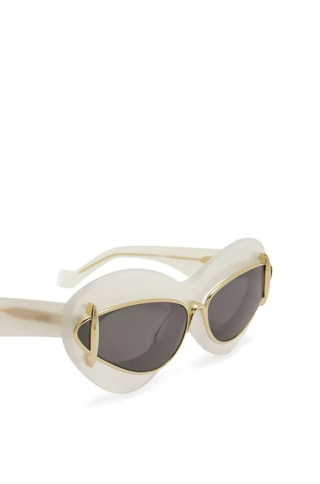 Loewe Cateye Double Frame Sunglasses In Acetate And Metal Ivorybrown Men Sunglasses