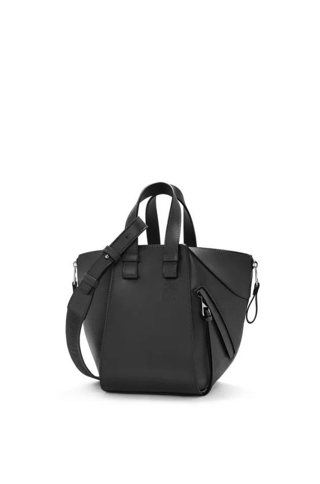 Loewe Compact Hammock Bag In Satin Calfskin Black Women Shoulder Bags