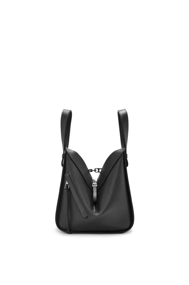 Loewe Compact Hammock Bag In Satin Calfskin Black Women Shoulder Bags