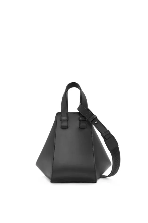 Loewe Compact Hammock Bag In Satin Calfskin Black Women Shoulder Bags