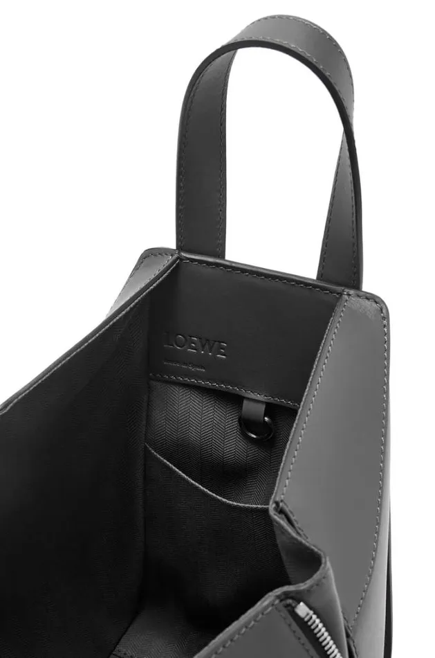 Loewe Compact Hammock Bag In Satin Calfskin Black Women Shoulder Bags