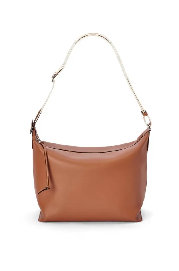 Loewe Cubi Crossbody Bag In Supple Smooth Calfskin And Jacquard Tan Men Shoulder Bags