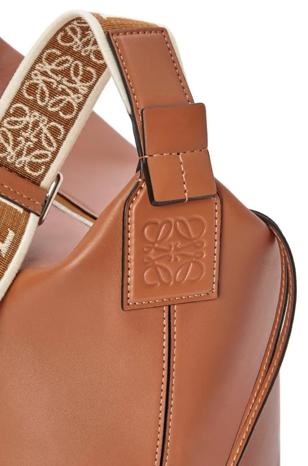 Loewe Cubi Crossbody Bag In Supple Smooth Calfskin And Jacquard Tan Men Shoulder Bags