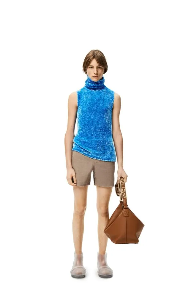 Loewe Cubi Crossbody Bag In Supple Smooth Calfskin And Jacquard Tan Men Shoulder Bags