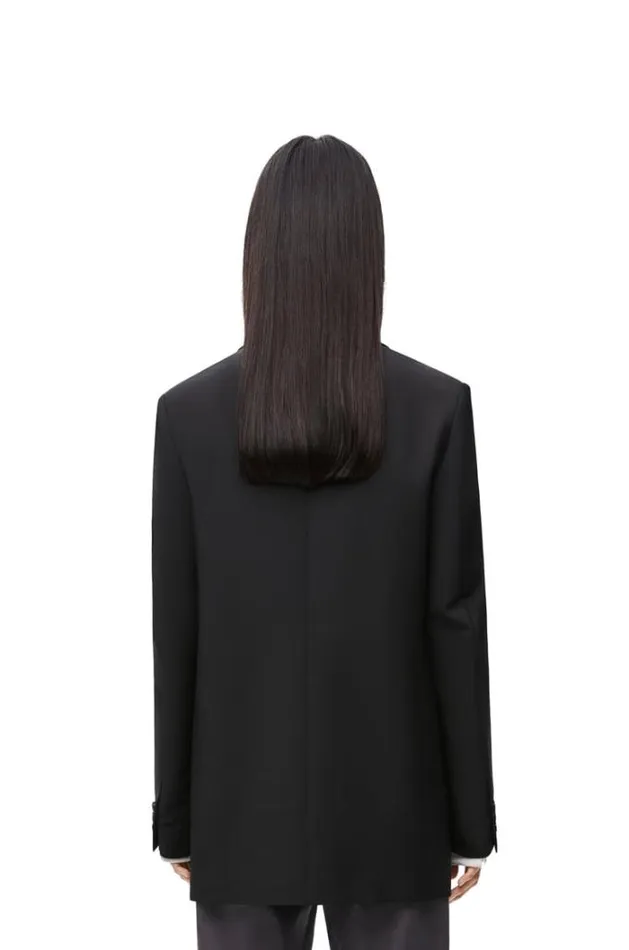 Loewe Double Breasted Jacket In Mohair And Wool Black Women Jackets