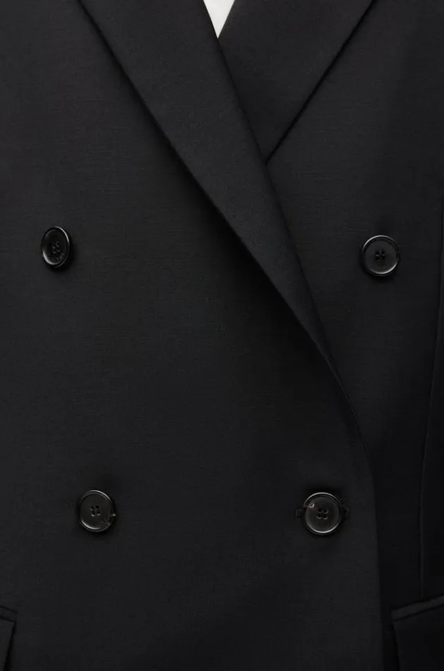 Loewe Double Breasted Jacket In Mohair And Wool Black Women Jackets