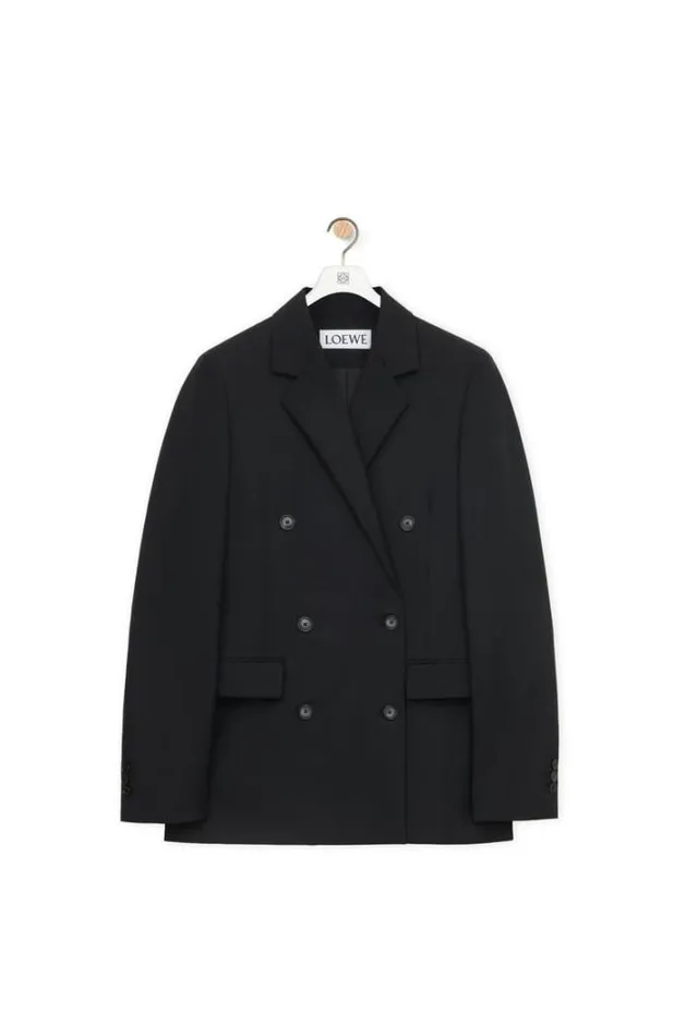 Loewe Double Breasted Jacket In Mohair And Wool Black Women Jackets