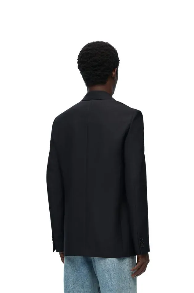 Loewe Double Breasted Jacket In Wool And Mohair Black Men Coats and Outerwear