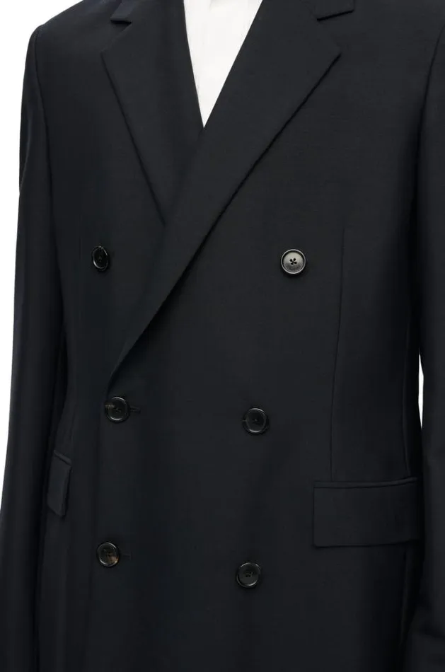 Loewe Double Breasted Jacket In Wool And Mohair Black Men Coats and Outerwear