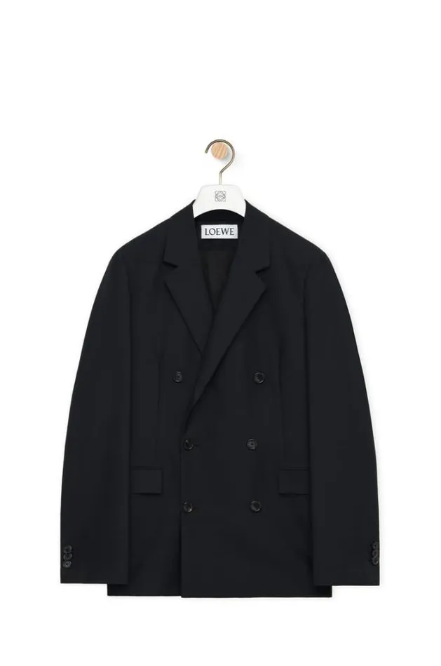 Loewe Double Breasted Jacket In Wool And Mohair Black Men Coats and Outerwear