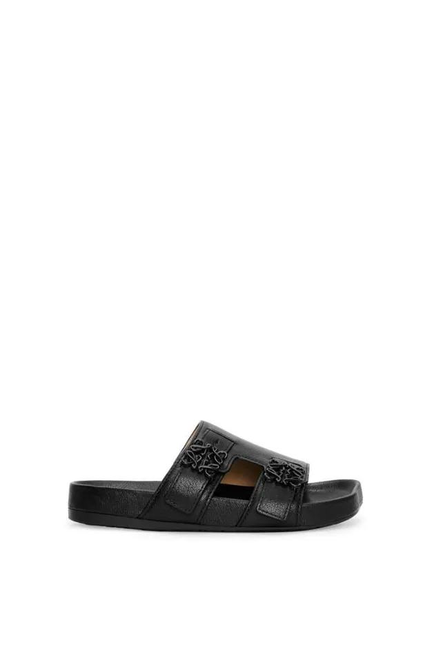 Loewe Ease Slide In Goatskin Black Women Sandals