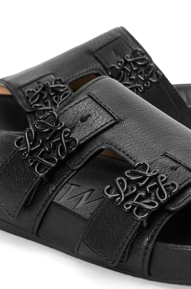 Loewe Ease Slide In Goatskin Black Women Sandals