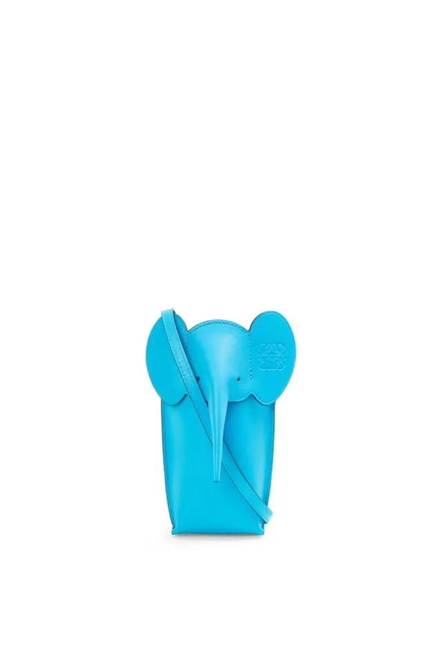 Loewe Elephant Pocket In Classic Calfskin Cyan Women Crossbody Bags