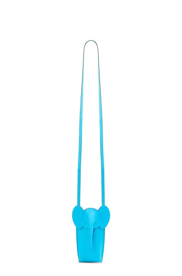 Loewe Elephant Pocket In Classic Calfskin Cyan Women Crossbody Bags