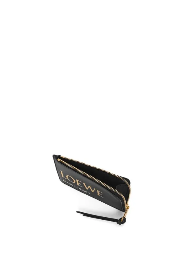 Loewe Embossed LOEWE Coin Cardholder In Shiny Nappa Calfskin Black Women Cardholders and Coin Purses