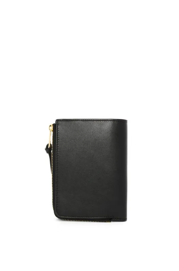 Loewe Embossed LOEWE Slim Compact Wallet In Shiny Nappa Calfskin Black Women Small Wallets