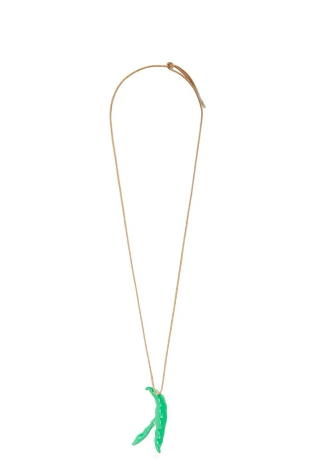 Loewe Fava Bean Pendant Necklace In Sterling Silver And Enamel Silver Women Silver Jewellery