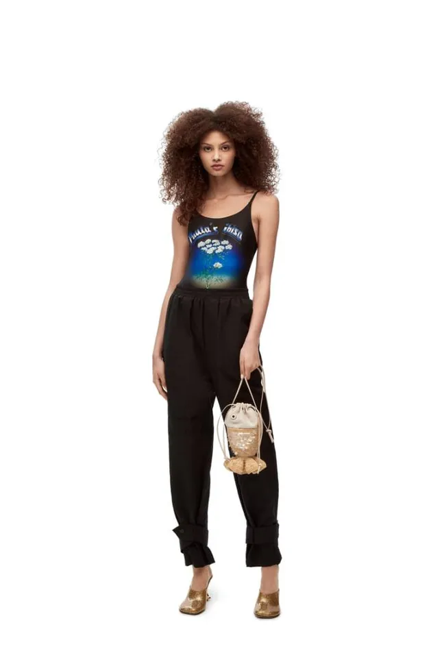 Loewe Fish Pouch In Canvas And Raffia Naturalivory Women Mini Bags