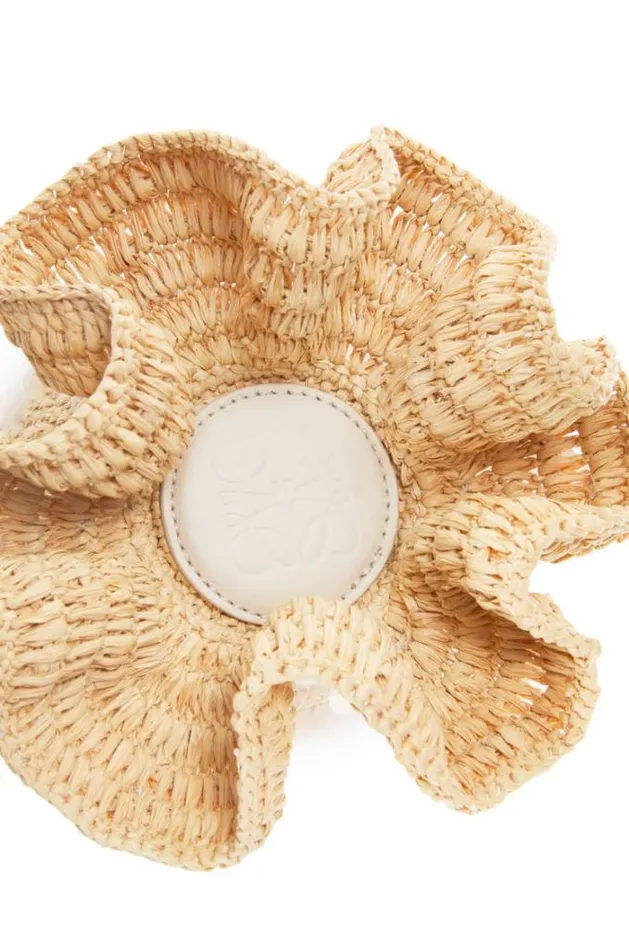 Loewe Fish Pouch In Canvas And Raffia Naturalivory Women Mini Bags