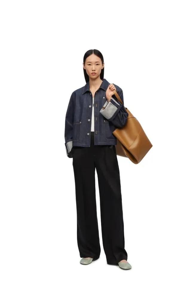 Loewe Fisherman Turnup Jacket In Denim Raw Denim Women Jackets