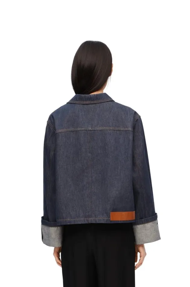 Loewe Fisherman Turnup Jacket In Denim Raw Denim Women Jackets