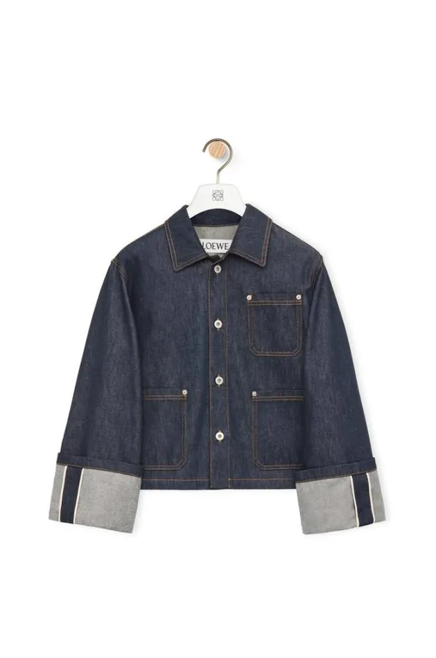 Loewe Fisherman Turnup Jacket In Denim Raw Denim Women Jackets