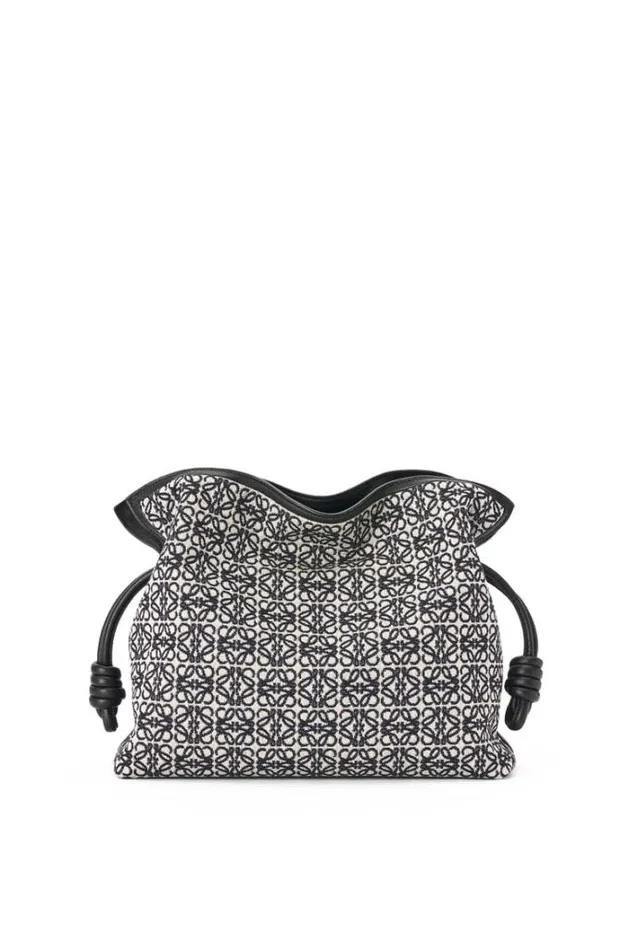 Loewe Flamenco Clutch In Anagram Jacquard And Calfskin Navyblack Women Shoulder Bags