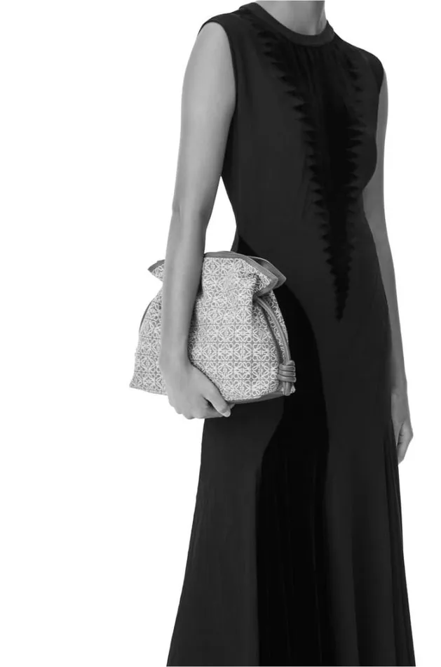 Loewe Flamenco Clutch In Anagram Jacquard And Calfskin Navyblack Women Shoulder Bags