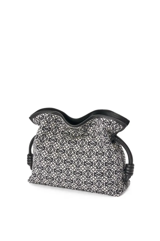 Loewe Flamenco Clutch In Anagram Jacquard And Calfskin Navyblack Women Shoulder Bags